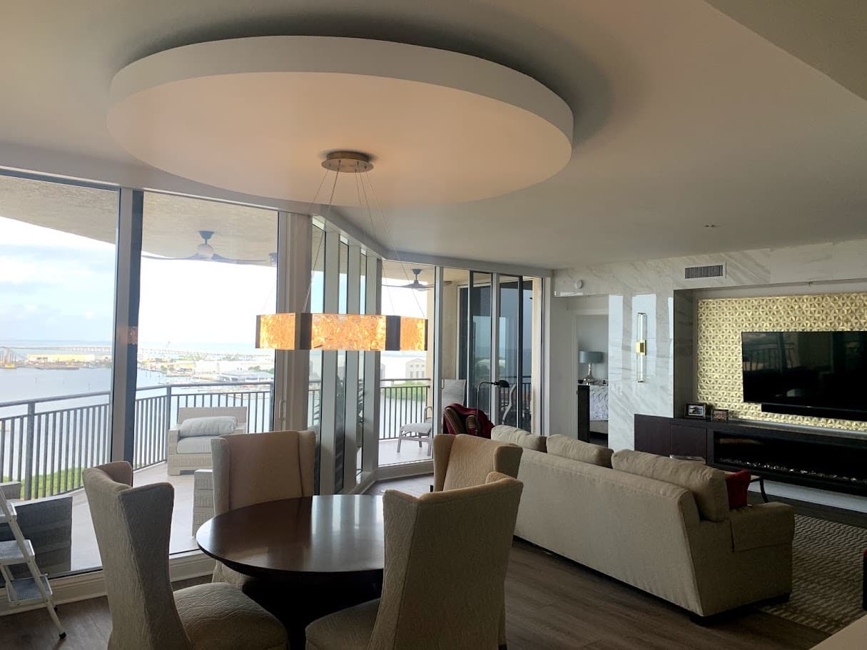 Living room renovation overlooking the water